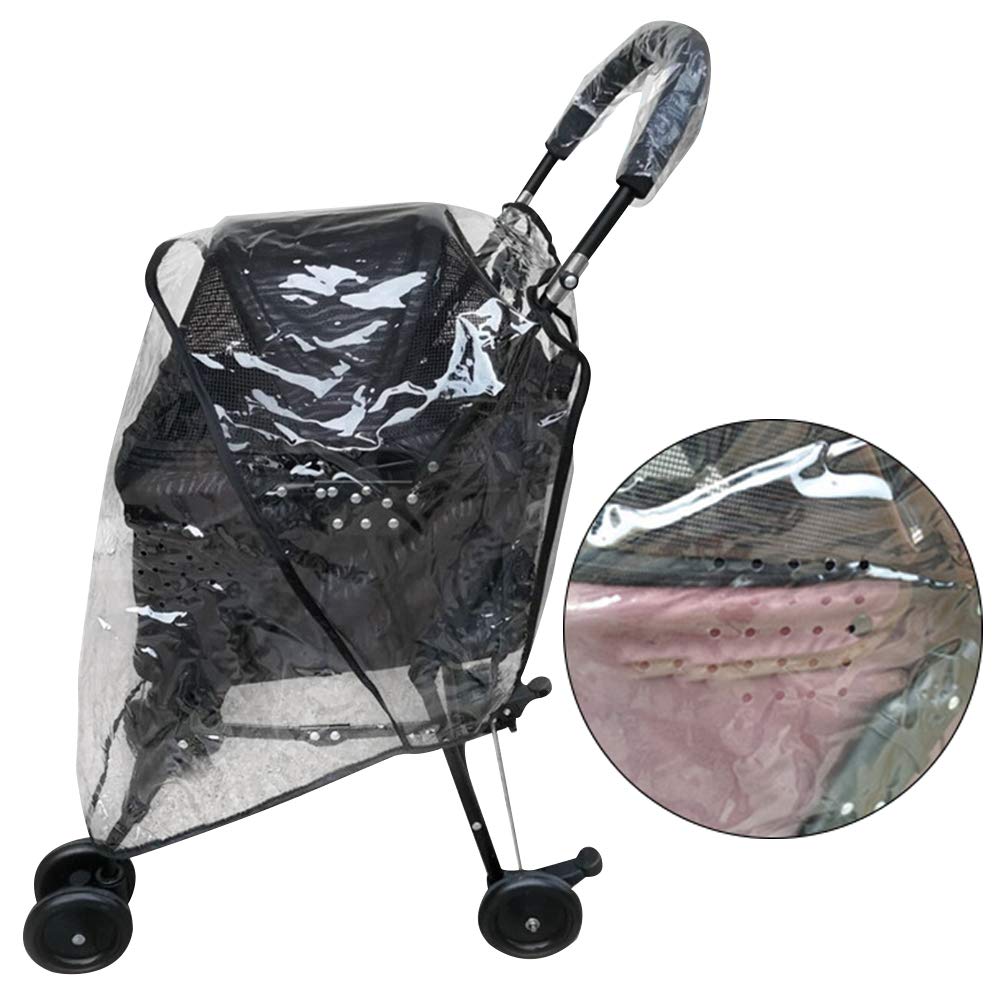 GeKLok Dog Stroller Cover, Dog Pram Rain Cover, Foldable Waterproof Transparent with Rear Side Entry - Image 4