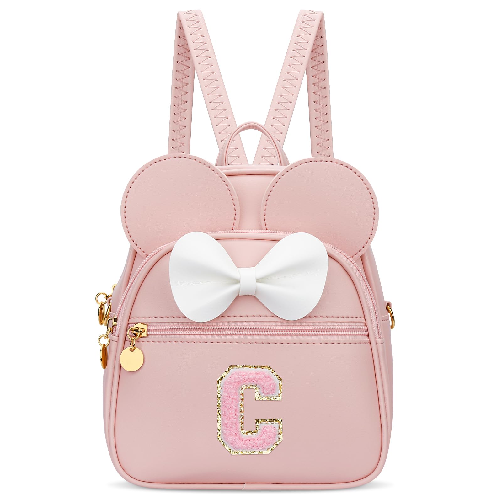 KKXIU Girls Initial Bowknot Cute Mini Backpack for Toddler, Travel Small Girl Backpacks, Personalized Valentine's Day Gifts for Little Girls and Kids(