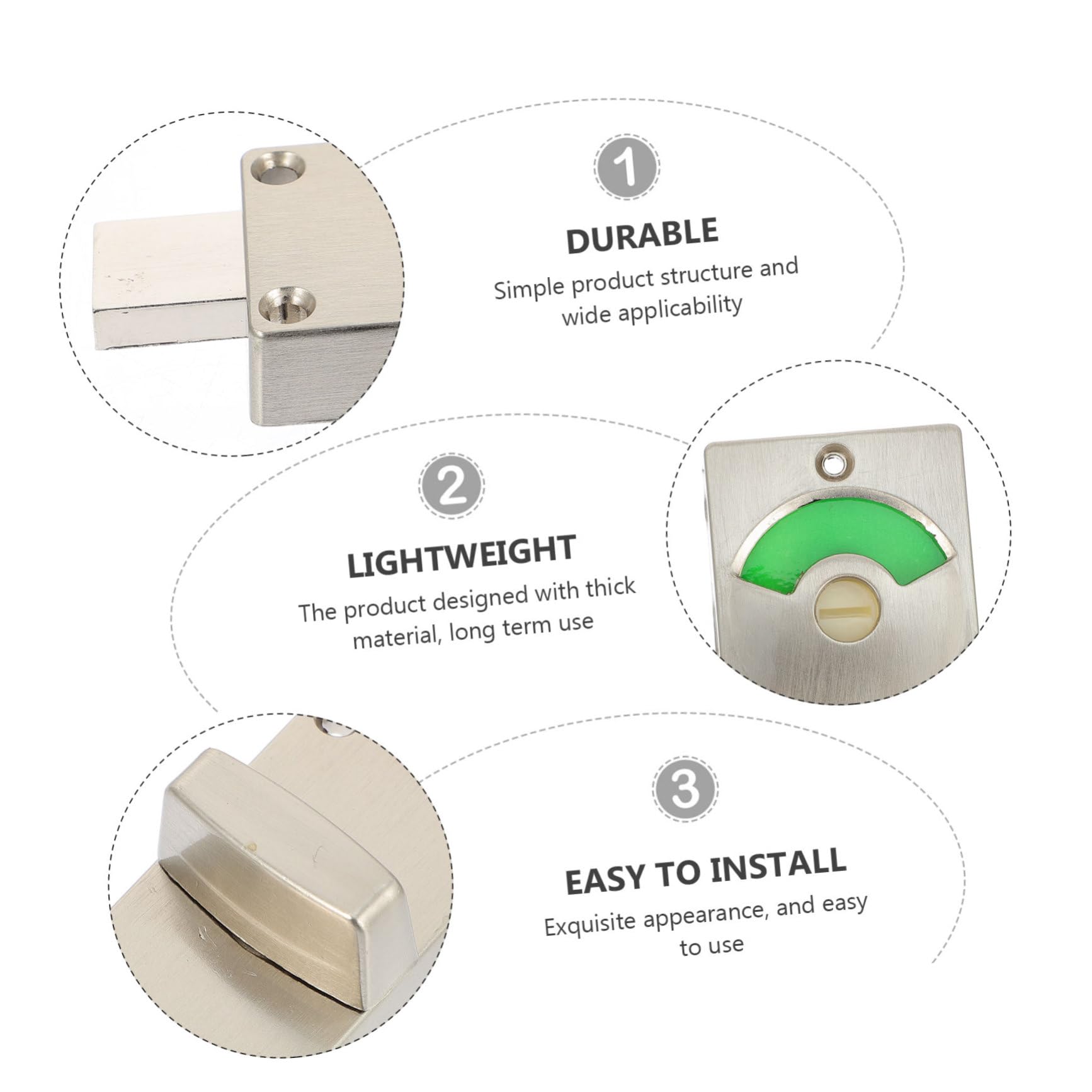 KALLORY Indicating Lock Bolt for Public Restroom Durable Privacy Lock with Rotatable Handle Indicator for Occupancy Easy Installation Resistant Material
