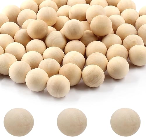 Miniatura 1 de 100 bolas redondas de madera de 12 pulgada (0.472 in), bolas de madera natural sin terminar, esferas de madera para manualidades y proyectos de