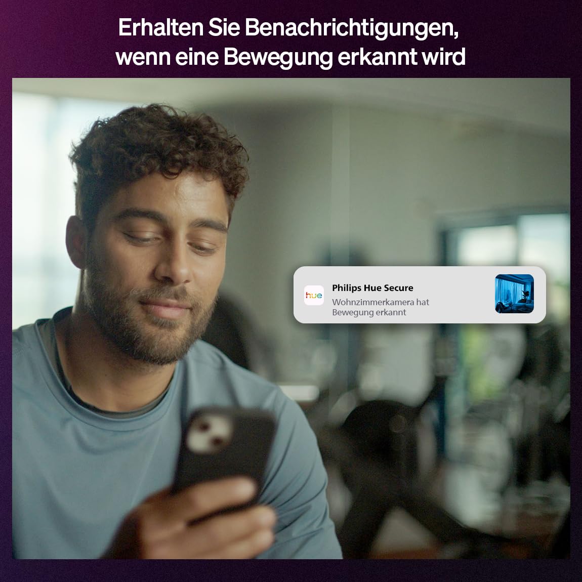 Philips Hue Secure Desktop-Überwachungskamera, Außenkamera mit 2K-Videoauflösung, Videoüberwachung mit Sofortbenachrichtigungen, Zwei-Wege-Audio, Integration Lichtern, Schwarz
