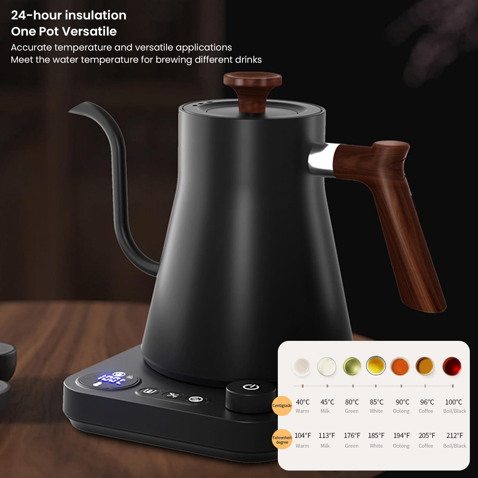 1L Grote Capaciteit Elektrische Waterkoker 304 Roestvrij Staal Elektrische Koffiepot Huishoudelijk Touch Control Kokend Water Theeketel – koop de beste producten in de online winkel