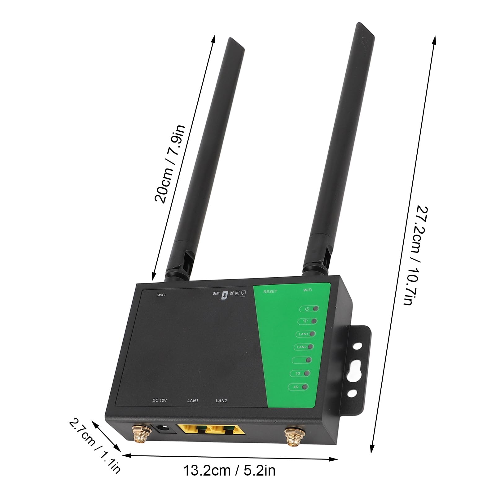 VBESTLIFE Industrial Grade 4G CPE LTE SIM -Karten -WiFi -Router, 2,4 G Wireless Router Support 32 WLAN -Benutzer, mit 4 Antennen, RJ45 X2 (EU-Stecker)