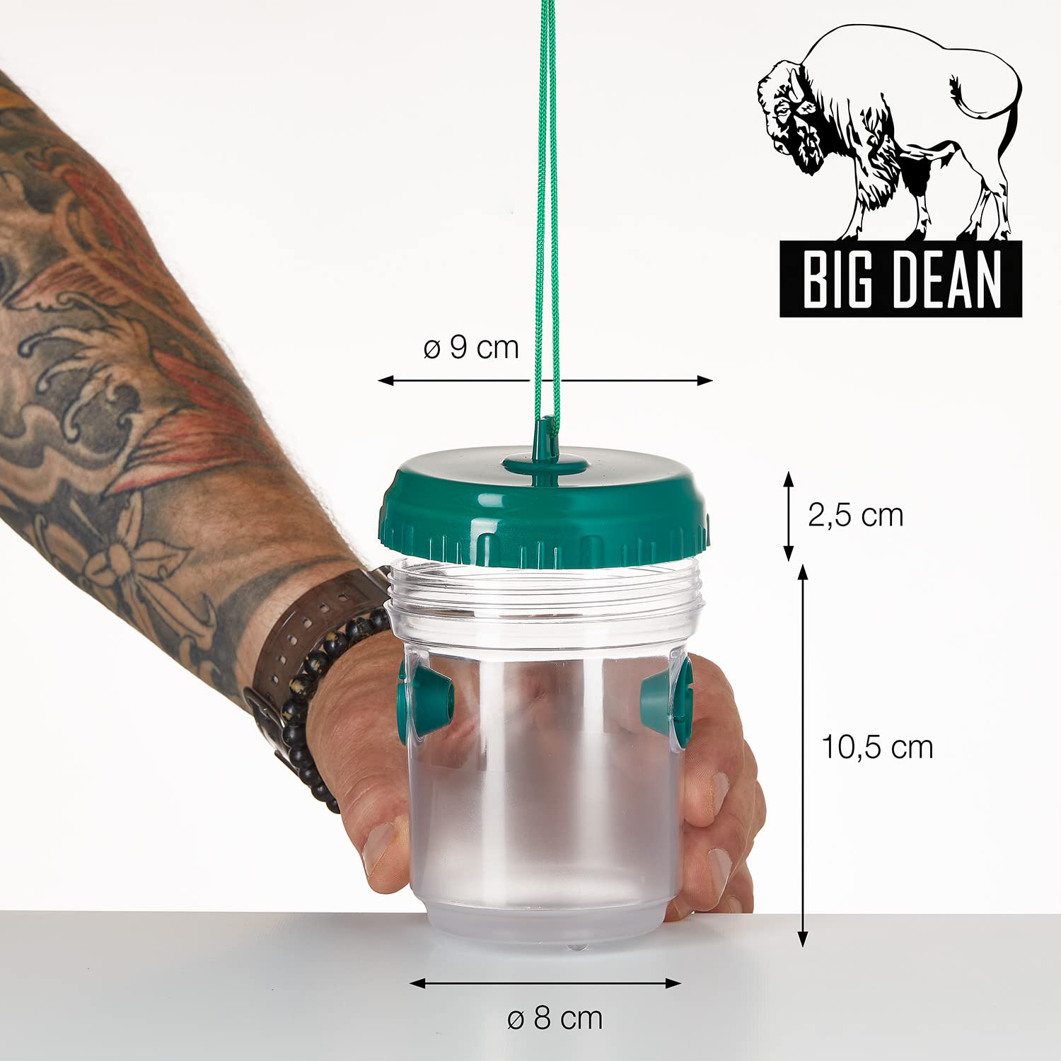 BigDean 3er Set Wespenfallen für draußen in Grün 9x13cm - Lebend Fallen zum Aufhängen gegen Wespen, Bienen, Hornissen - Hornissenfalle Bienenfalle Fliegenfalle - für natürlichen Lockstoff