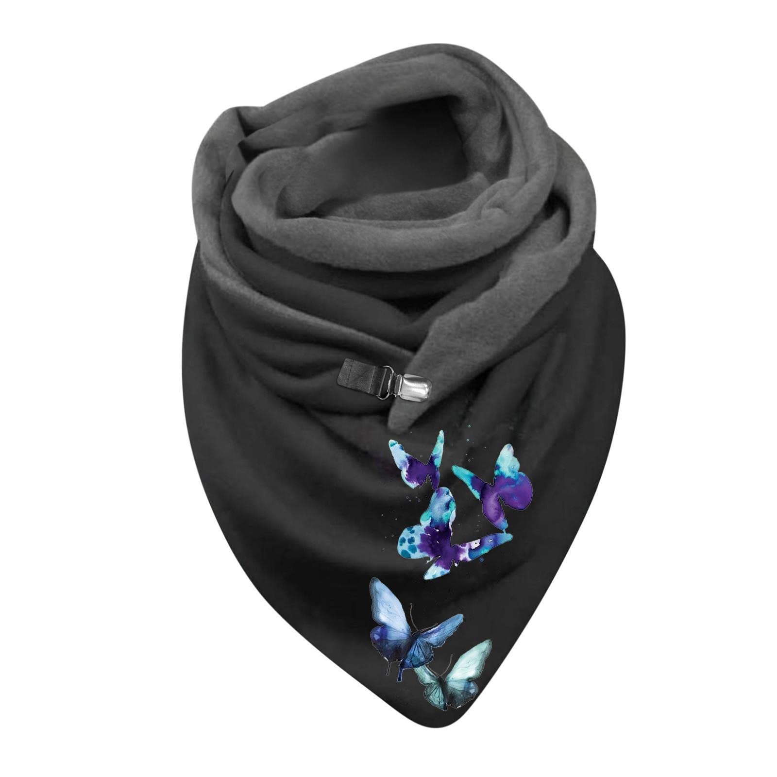 Women's Scarf Warm Winter Thermal Printed Triangle Button Windproof Wrap Shawls Pashmina Soft Scarves Snowboarding Skiing