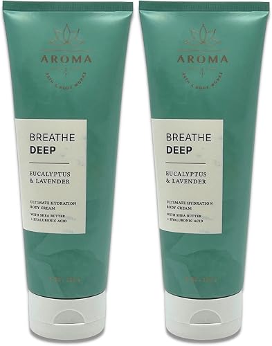 Bath & Body Works - Aromatherapy - Breathe Deep Eucalyptus & Lavender - Ultimate Hydration Body Cream - Pack of 2-8oz