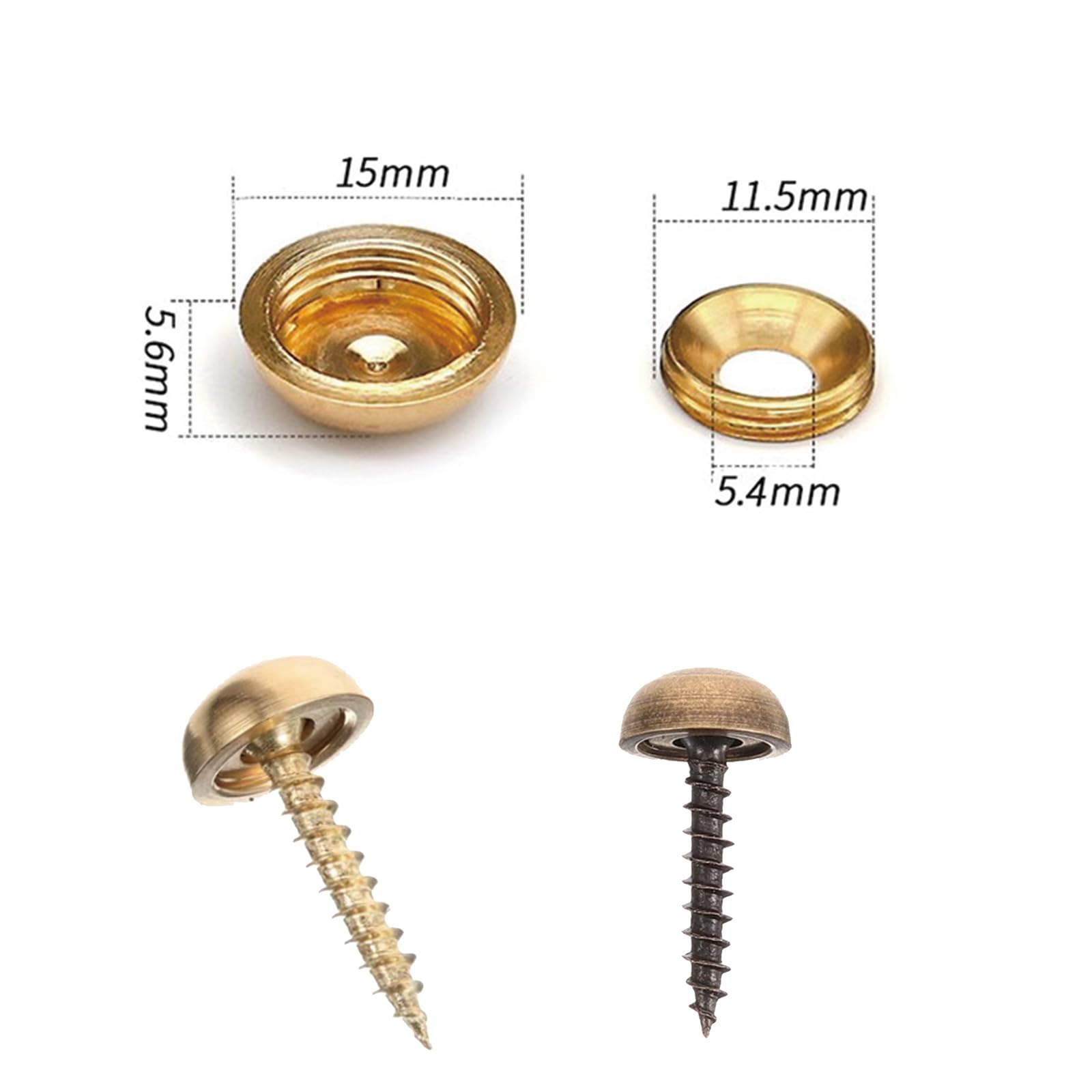 8 Sets Mirror Screws, 15 mm Mirror Nails with Decorative Caps - Image 3