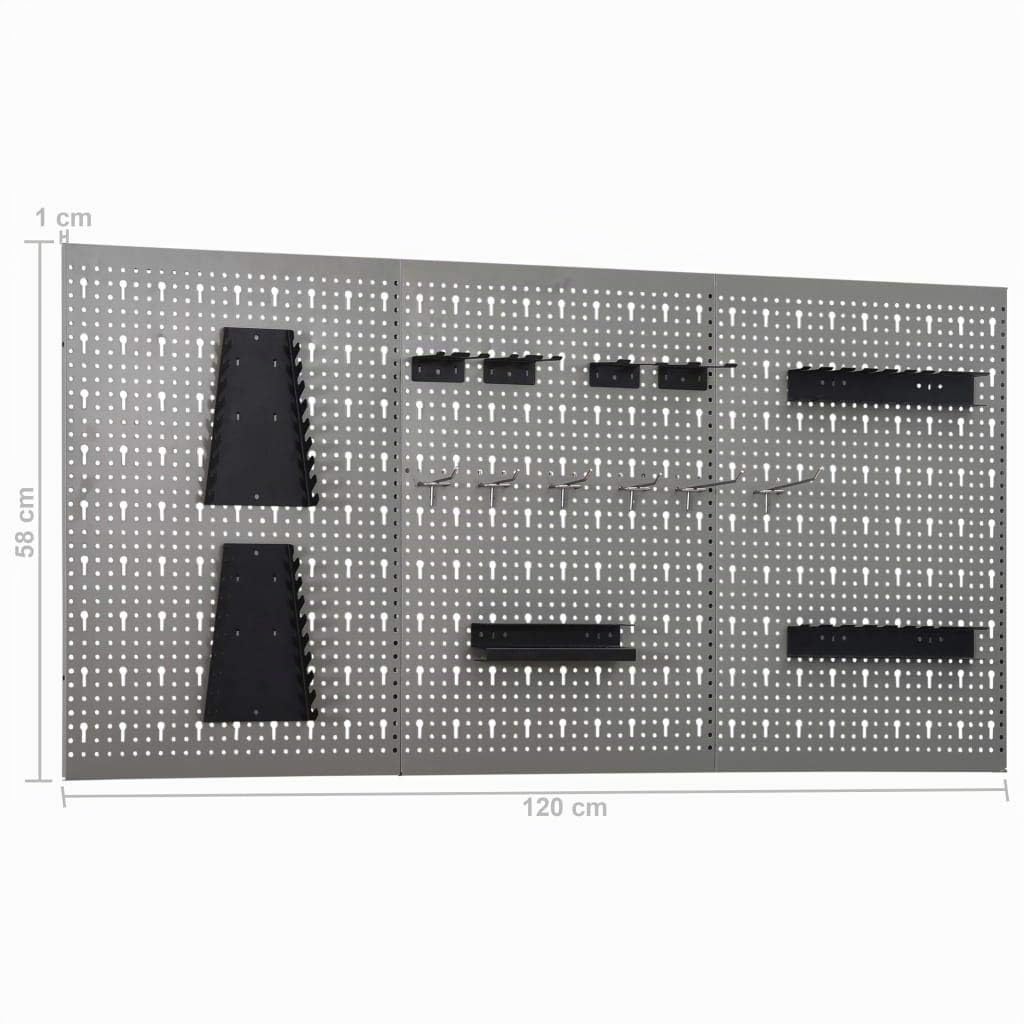 IKAYAA Banco de Trabajo de Acero con Cuatro Paneles de Pared, Mesa de Trabajo Taller, Banco de Trabajo Taller, Mesa Trabajo, Banco de Carpintero, Banco Herramientas Type-14