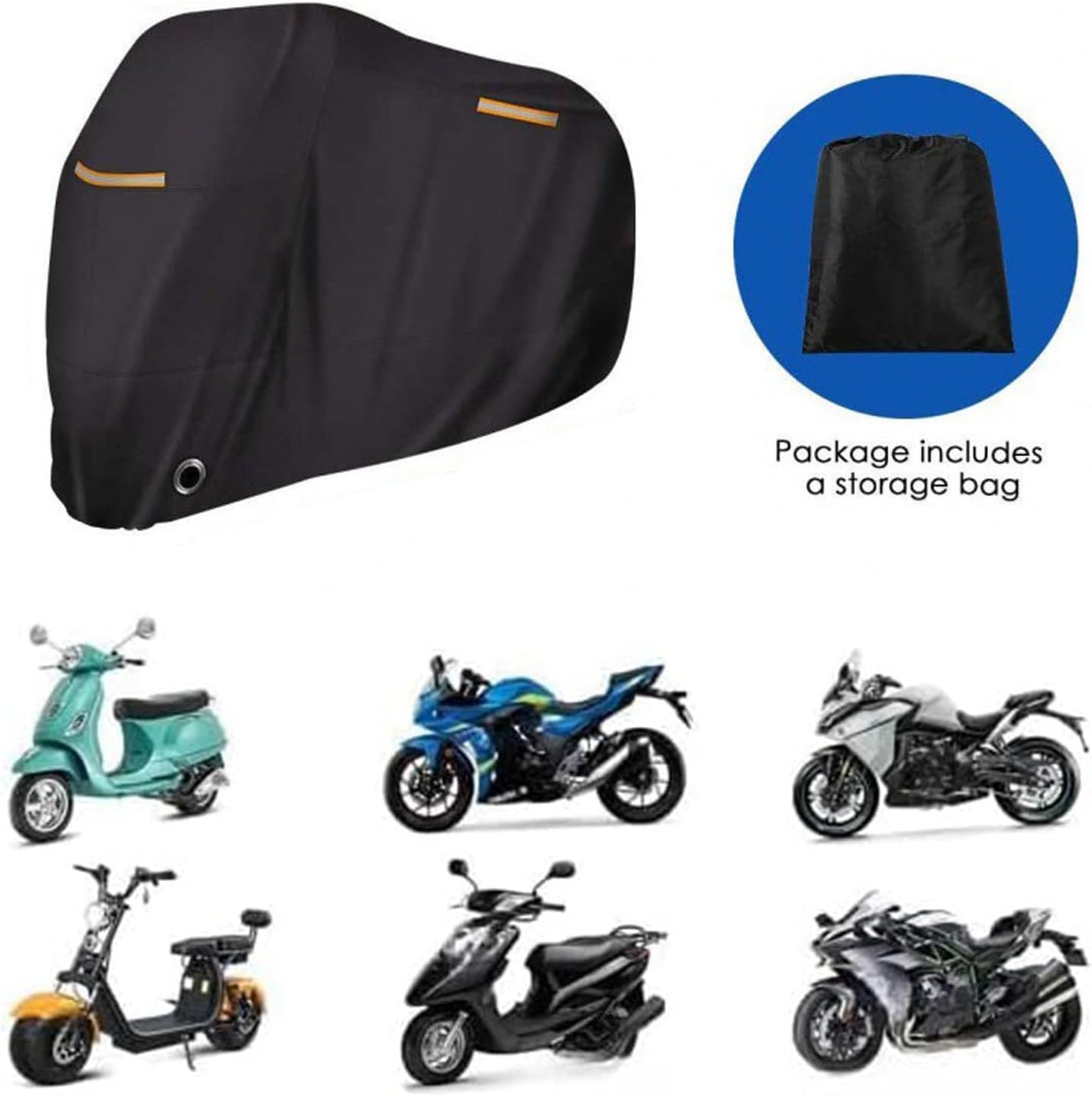 Motorcycle Cover for Kawasaki Z650 Z900 Z900RS Z1000 Z1000SX ZX6R ZX10R ER6N ER6F, Outdoor Motorbike Cover Tear Resistant, All Weather Motorcycle Protective Cover, Rain and Snow Protection Cover