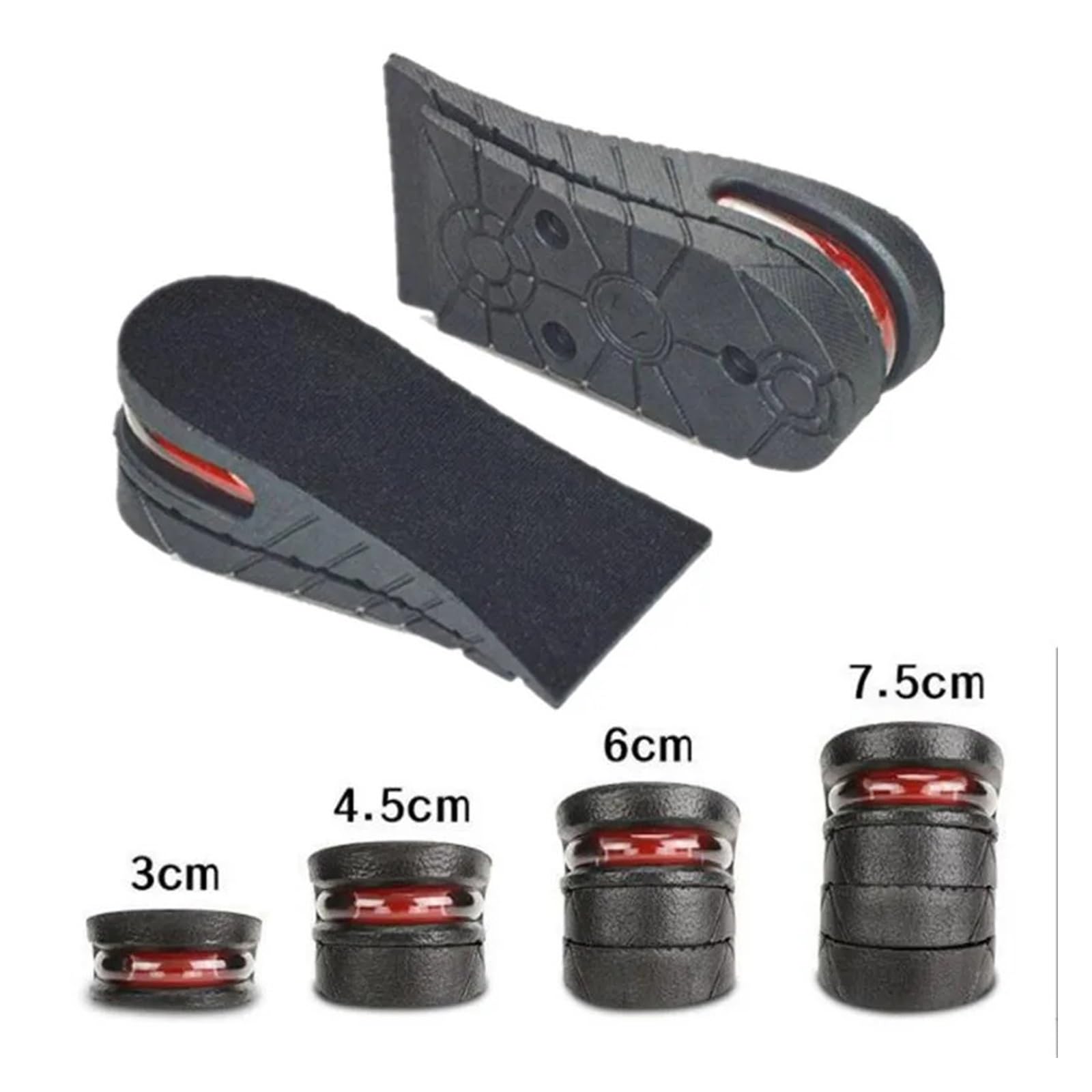 3 pares de plantillas aumento altura for hombres y mujeres, zapatos con elevador, cojín, zapatillas deporte unisex, inserto elevación del talón Para Zapatos(Heighten 7.5cm)
