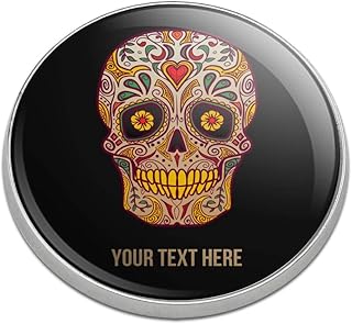GRAPHICS & MORE Personalized Custom 1 Line Day of The Dead Skull Golfing Premium Metal Golf Ball Marker