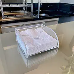 Porta Guardanapo de Acrílico Transparente Pequeno para Guardanapo de 12x12cm
