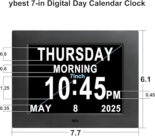 Miniatura 9 de 2022 Calendario extra grande de 8 pulgadas con fecha y hora con reloj de demencia no abreviado, perfecto para personas mayores con pérdida de