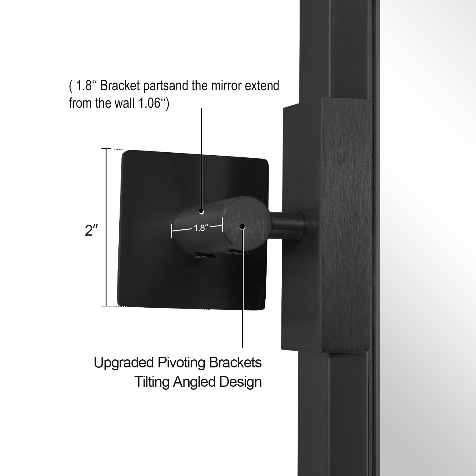 MOON MIRROR 24"x36" Pivot Mirror for Wall, Modern Black Rectangle