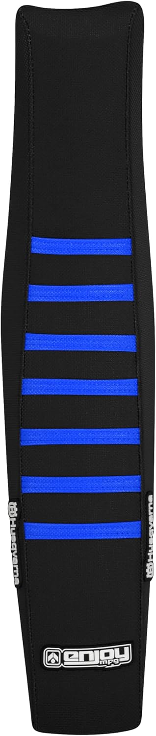 Enjoy Mfg Seat Cover - Compatible with Husqvarna 2016-2018 125 250 350 450 FC TC - Logos - #134 (All Black with TM Blue Ribs)