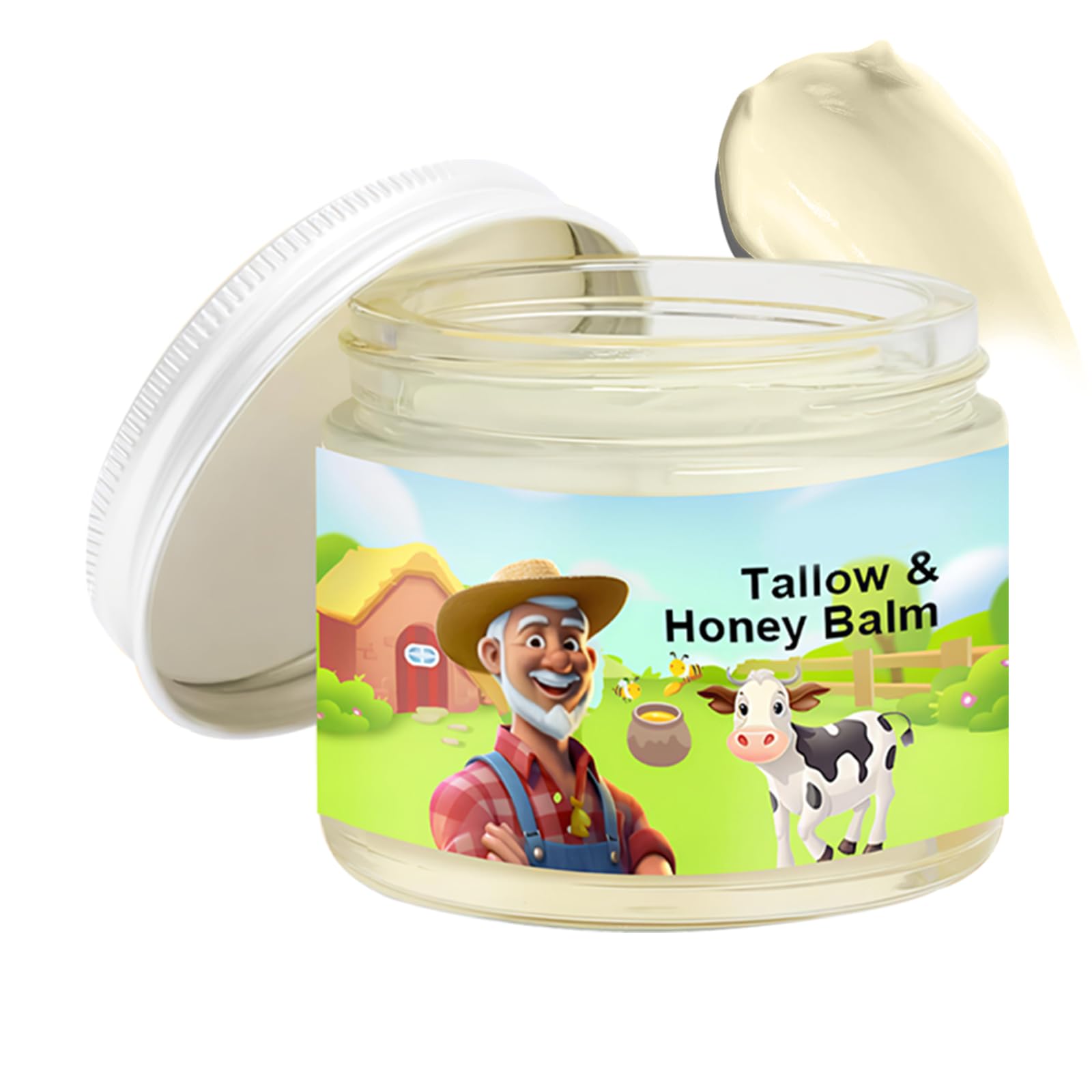 Tallow & Honey Balm,Beef Tallow Skin Care,Beef Tallow for Skin,Tallow Face Moisturizer,with Grass-Fed Beef Tallow & Raw Wild Honey for Smooth, Hydrated Skin,Natural Formula,for Face, Body -2.12 oz[Amazon-developed Certification] Compact by Design