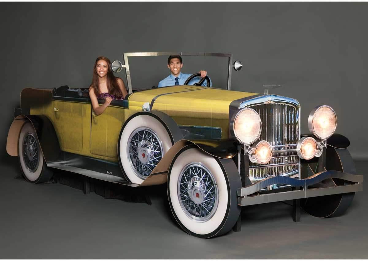 Anderson's Yellow Gatsby Car Photo Prop, Real Working Headlights and Door
