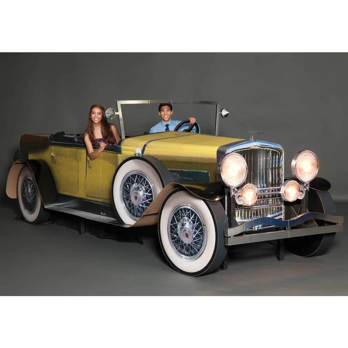 Anderson's Yellow Gatsby Car Photo Prop, Real Working Headlights and Door