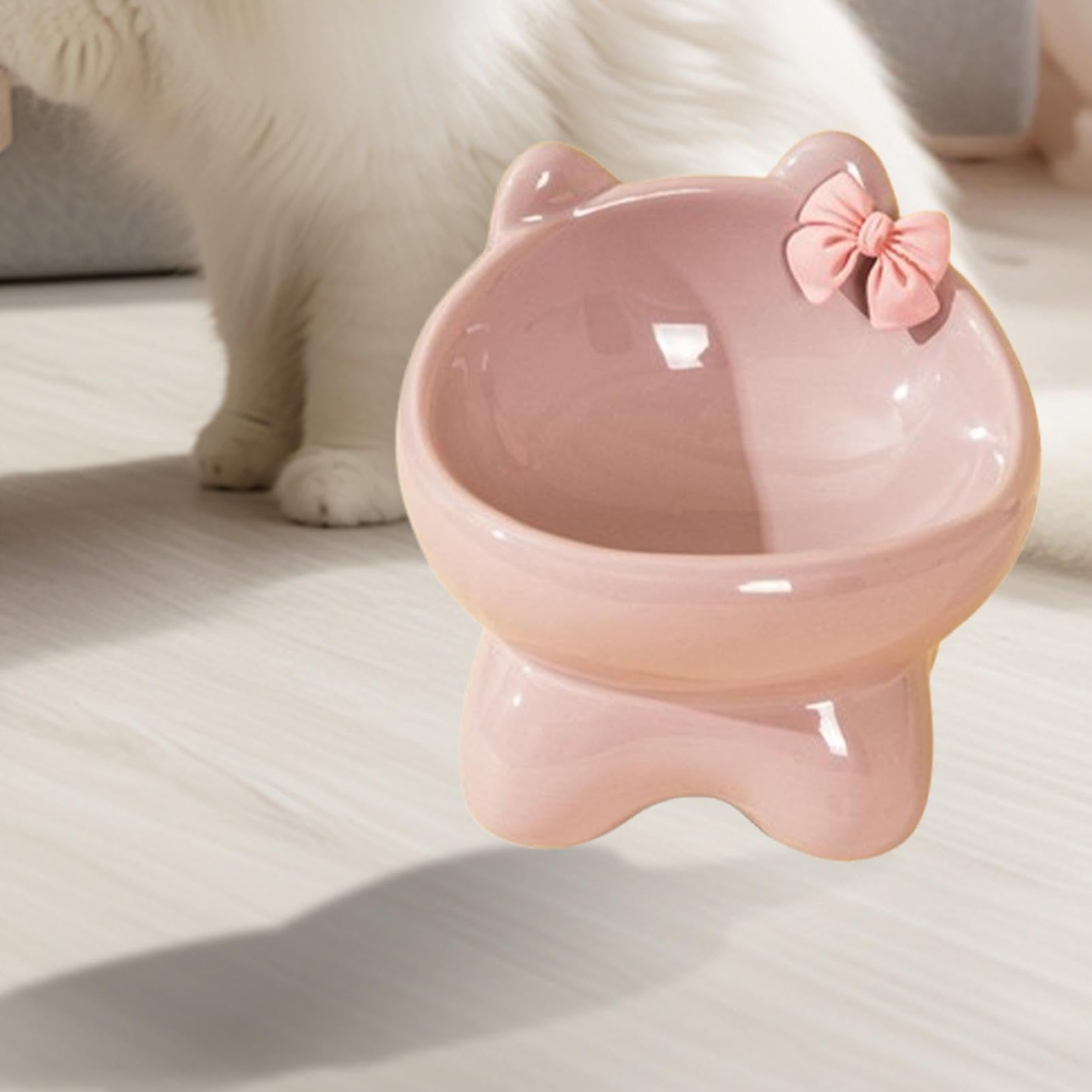 Cuenco Elevado para Gatos de cerámica, Alto Inclinado para Perros, para Mascotas a Prueba de Fugas para Gatos en Interiores, pequeños Gatitos para Perros, Elevado para Gatos