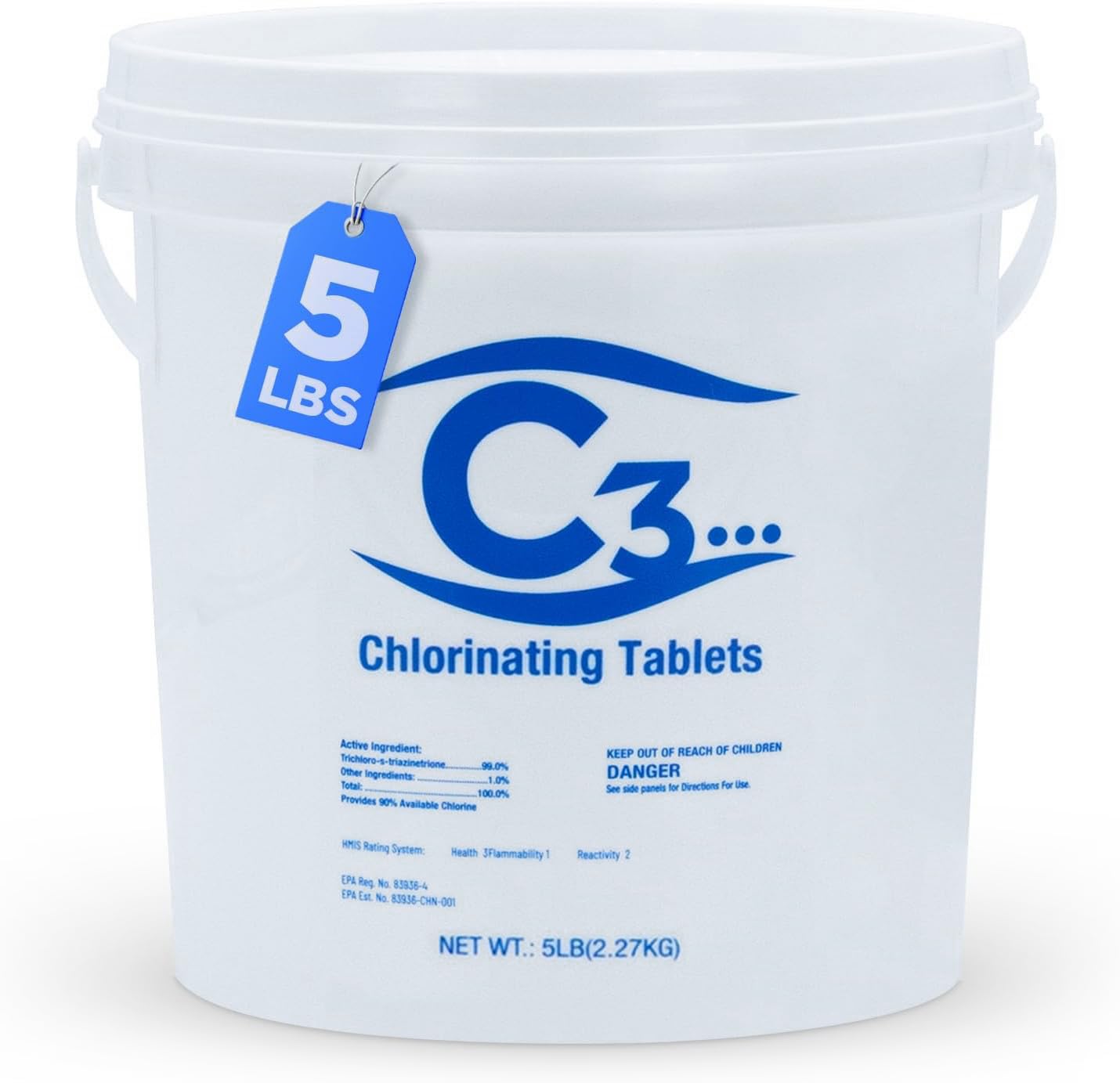 C3 5 lb bucket of chlorine tablets