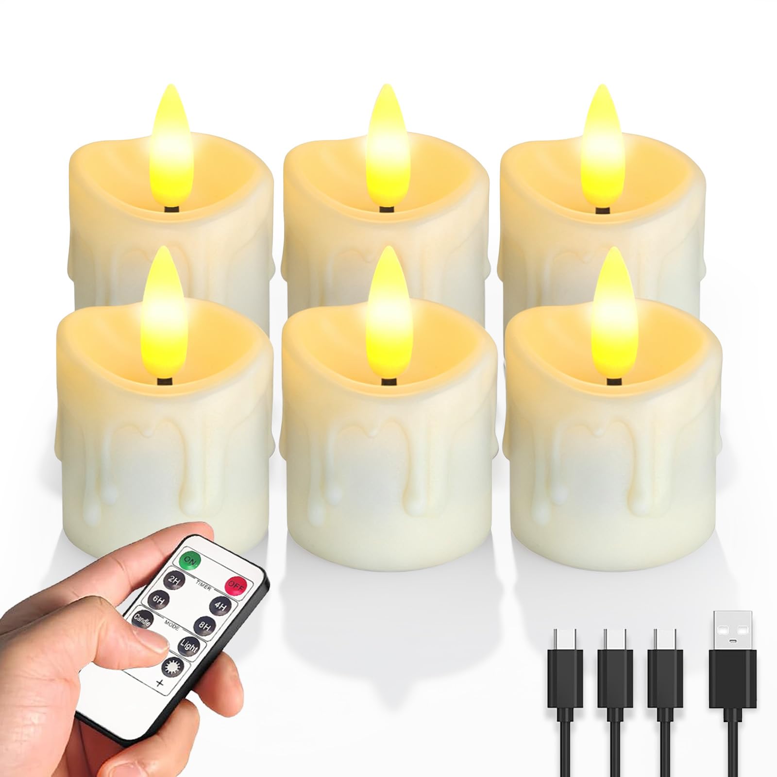 Utwickeln LED Tea Lights,Rechargeable Flameless Candles with Remote Timer for Va...