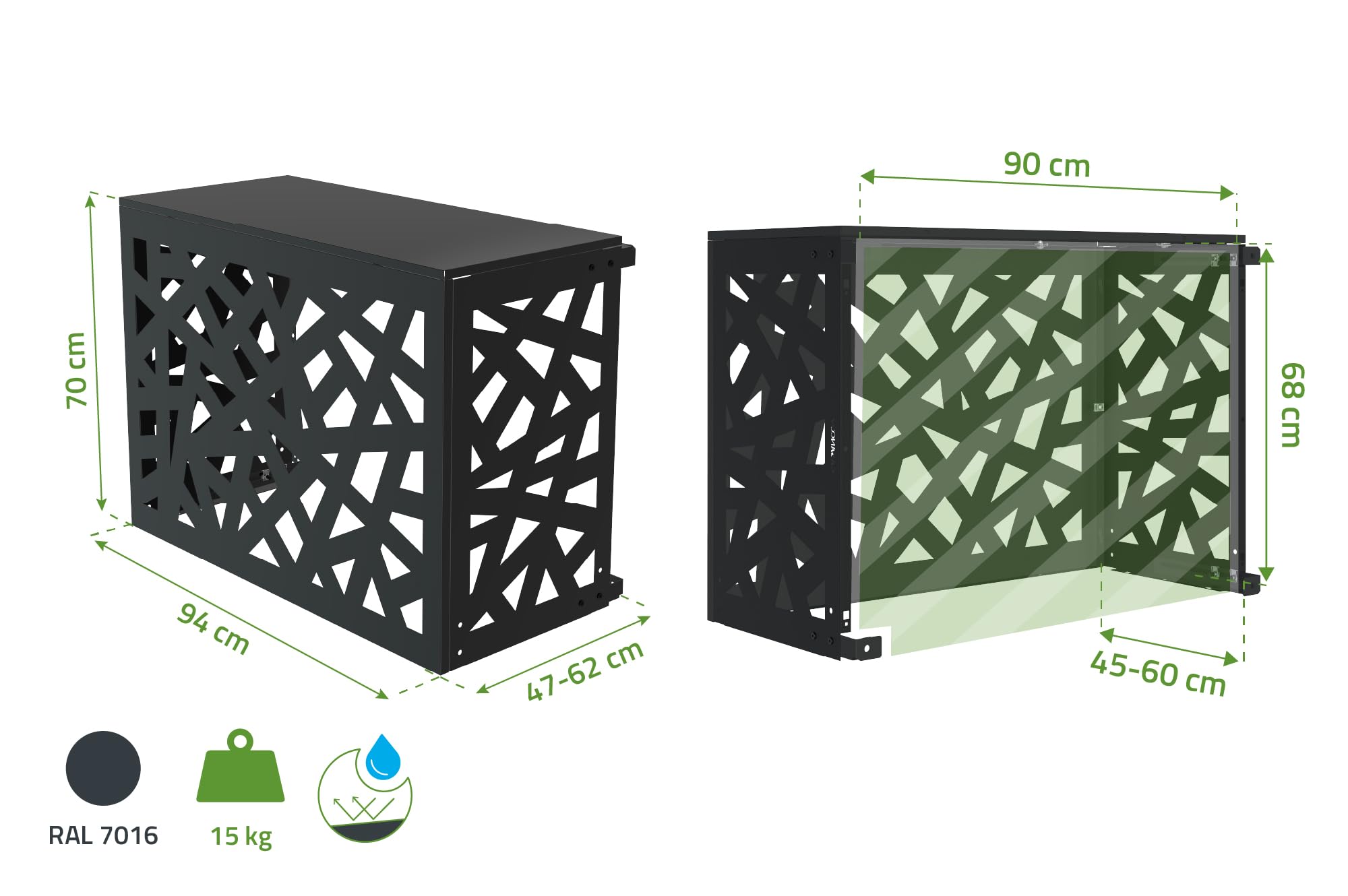 Casanoov Cache clim & pompe à chaleur Amaro Ruivo Acier - Taille S