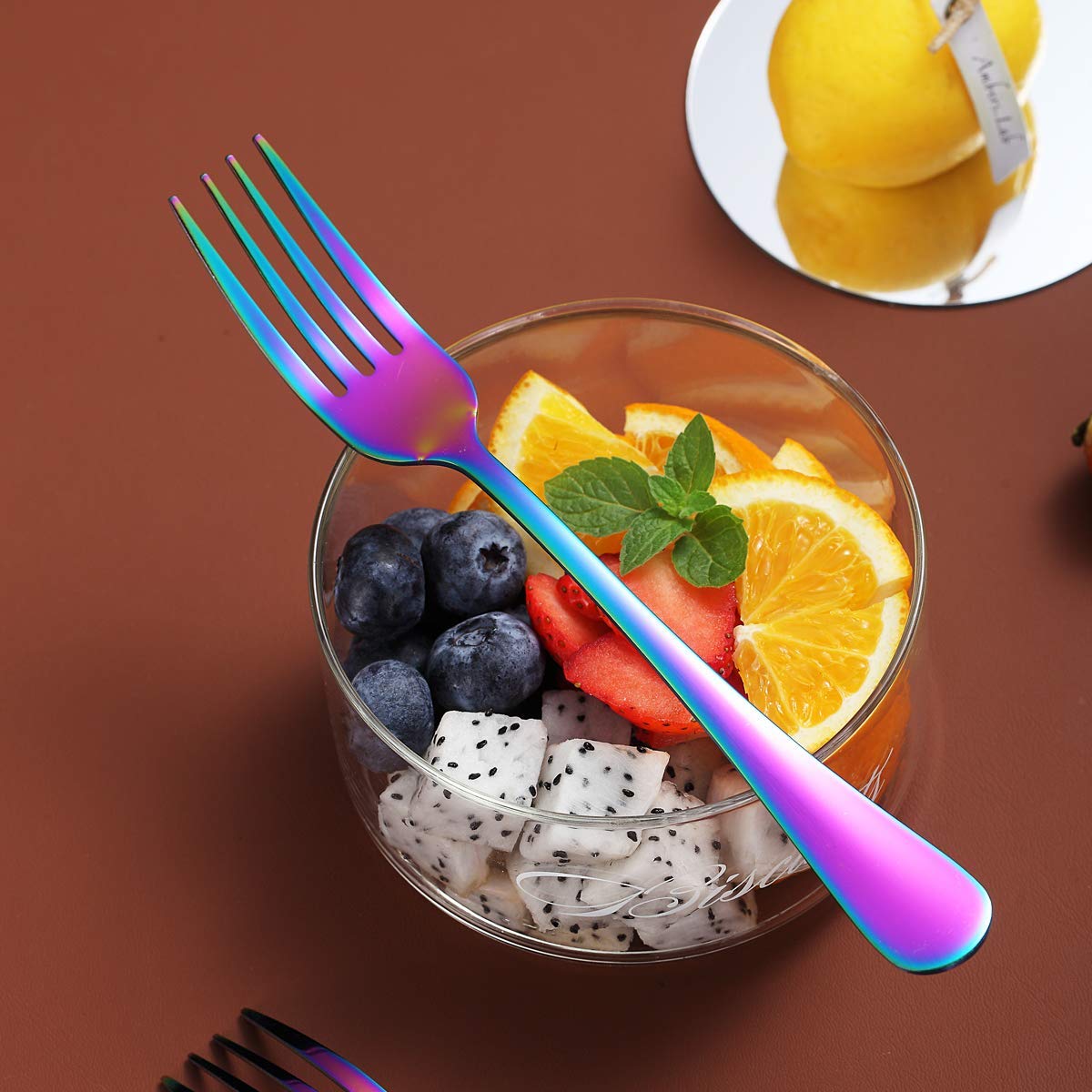 Rainbow Dinner Forks Set of 12, Berglander Stainless Steel Titanium Mutil-Color Plating Fork Set, Colorful Forks And Spoons Silverware, Table Forks Set Sturdy And Dishwasher Safe — Amazon image 9