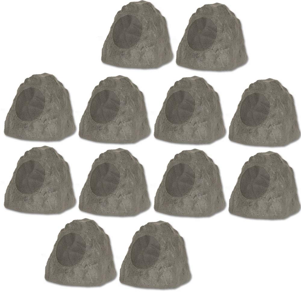 Theater Solutions 12R8SG Outdoor Slate 20.3 cm Rock 12 zestaw głośników do basenu spa podwórka ogrodu