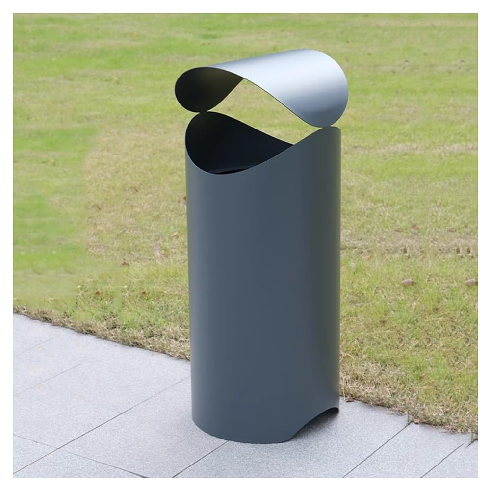 Cubo de basura exterior con tapa abatible para vaciado fácil contenedor de acero inoxidable