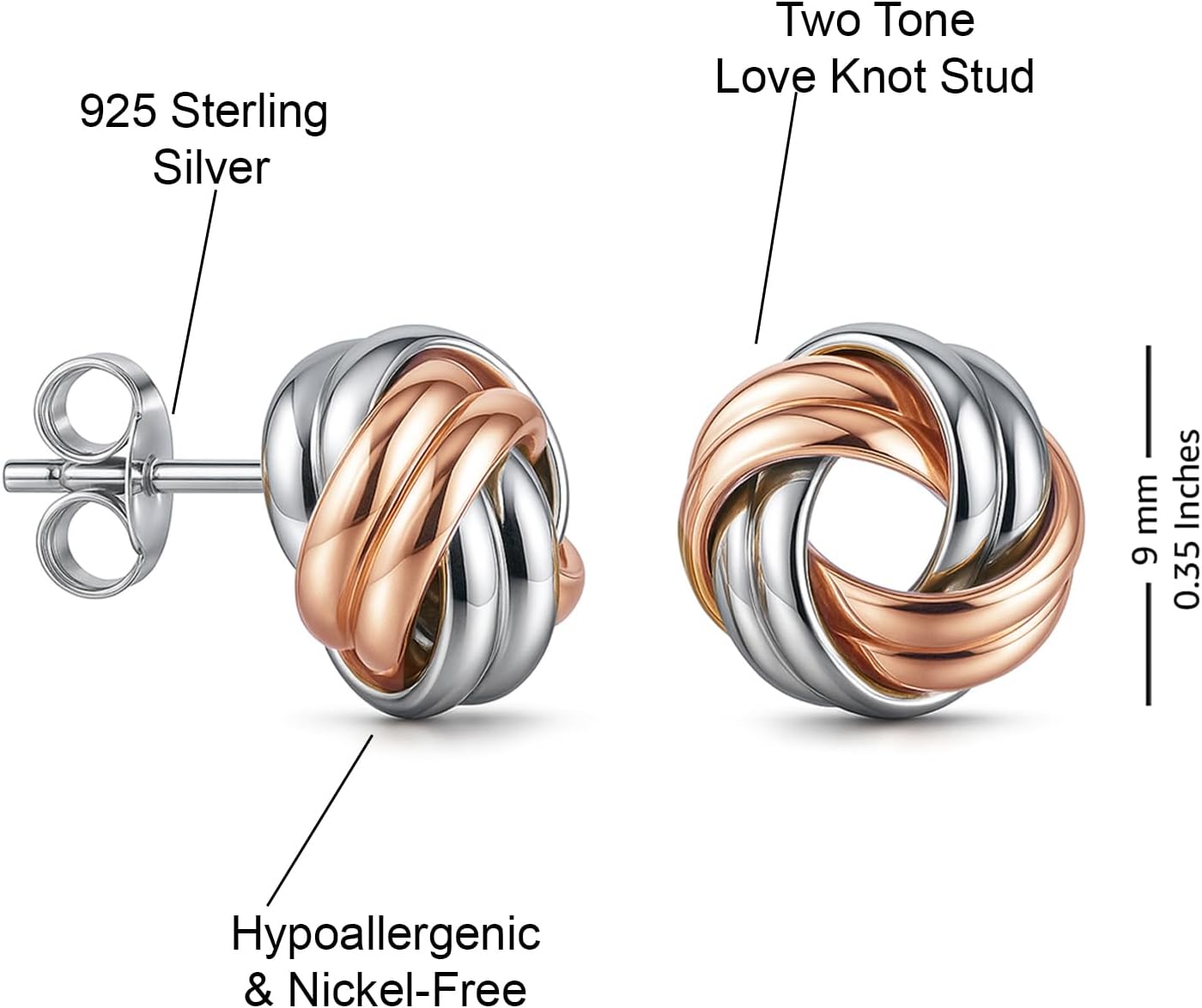 925 Sterling Silver Love-Knot Earring Stud Jewelry Italian Design Lightweight Twisted Love Knot Stud Earrings for Women | Celtic Knot Stud Earrings - Image 4