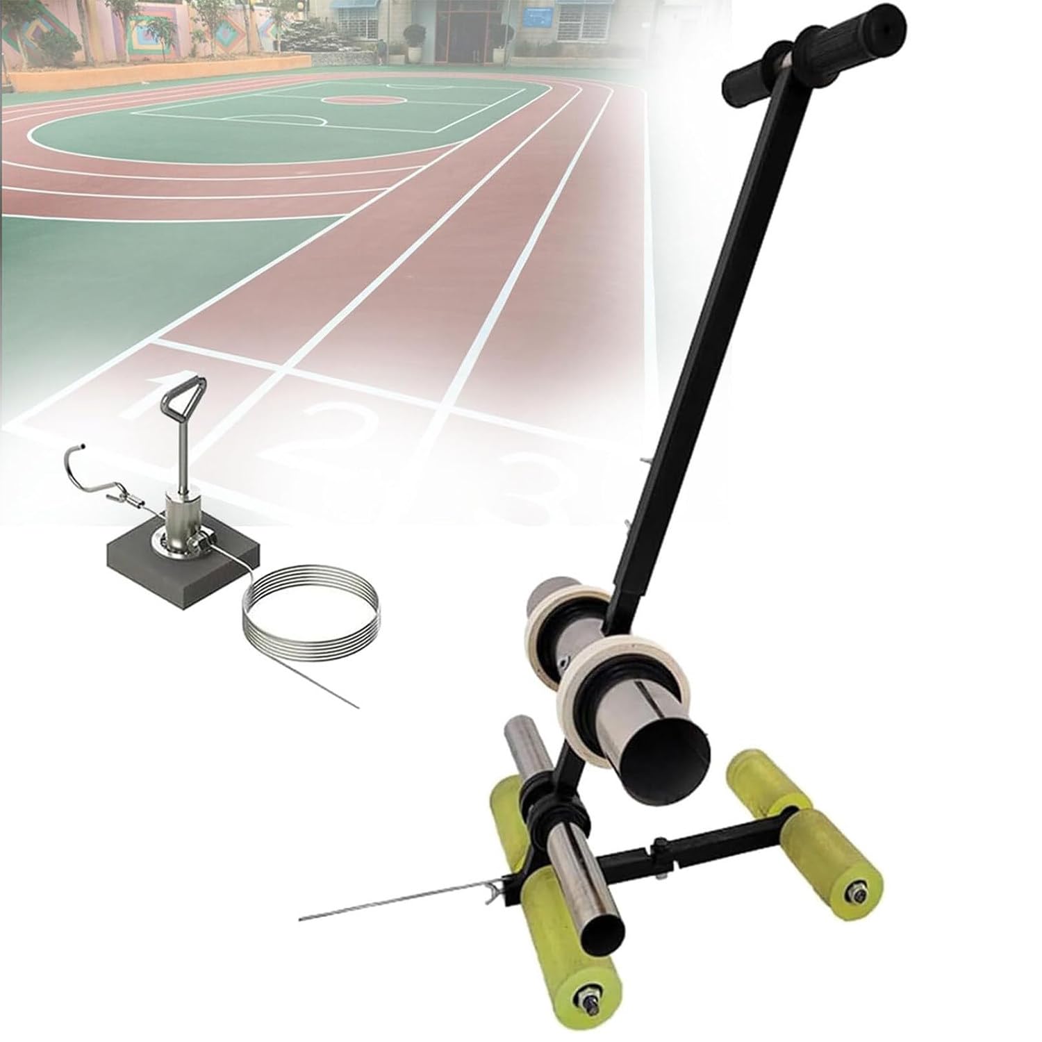 asdchZen Tape Marking Machine Hand-Push,Tape Pasting Machine,Manual Floor Tape Applicator, Basketball Court Marking Kit With Drawing Circle Kit, For School Basketball Court Commercial Area