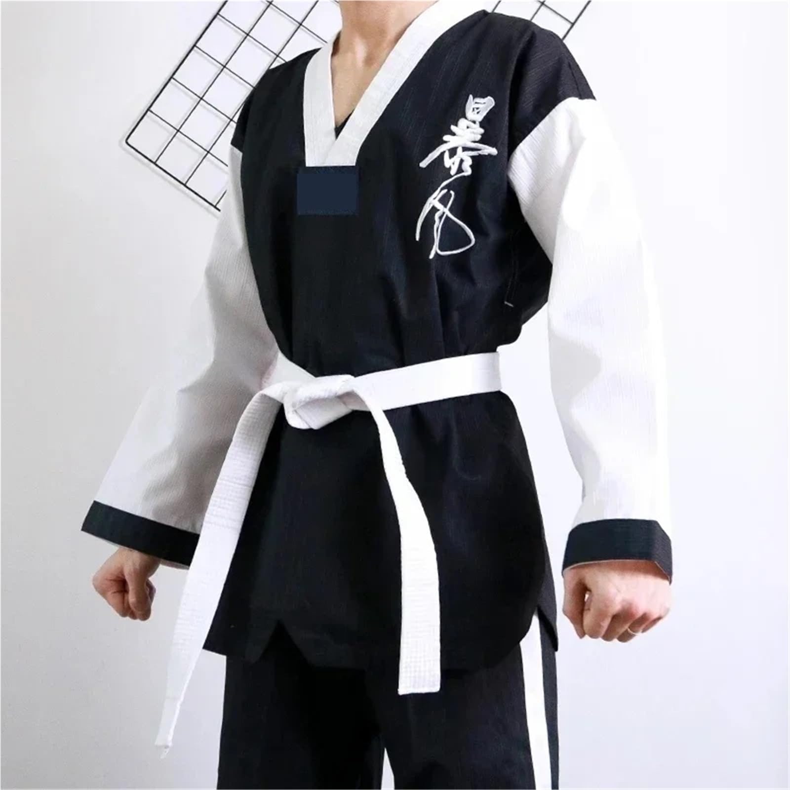 Traje de Karate Traje de polialgodón Taekwondo acanalado for niño adulto, uniforme Karate, atletismo artes marciales