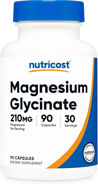 Nutricost Magnesium Glycinate Capsules (90 Capsules, 210 mg Per Serving) - Magnesium Glycinate Supplement for Gentle Absorption