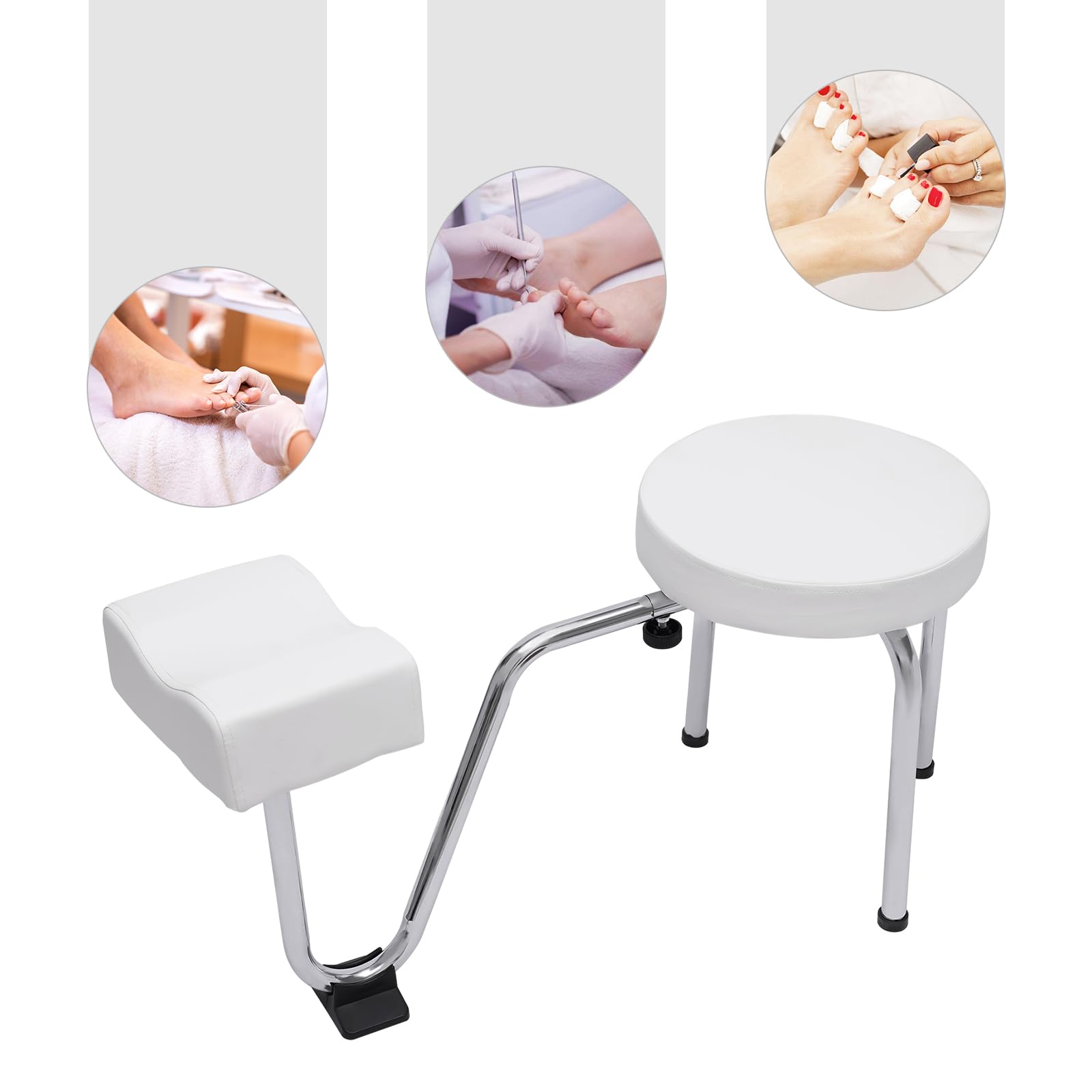 Sgabello pedicure regolabile poggiapiedi poggiapiedi regolabile in altezza pedicure sgabello manicure bellezza salone spa tatuaggio sedia strumenti studio unghie nero (bianco)