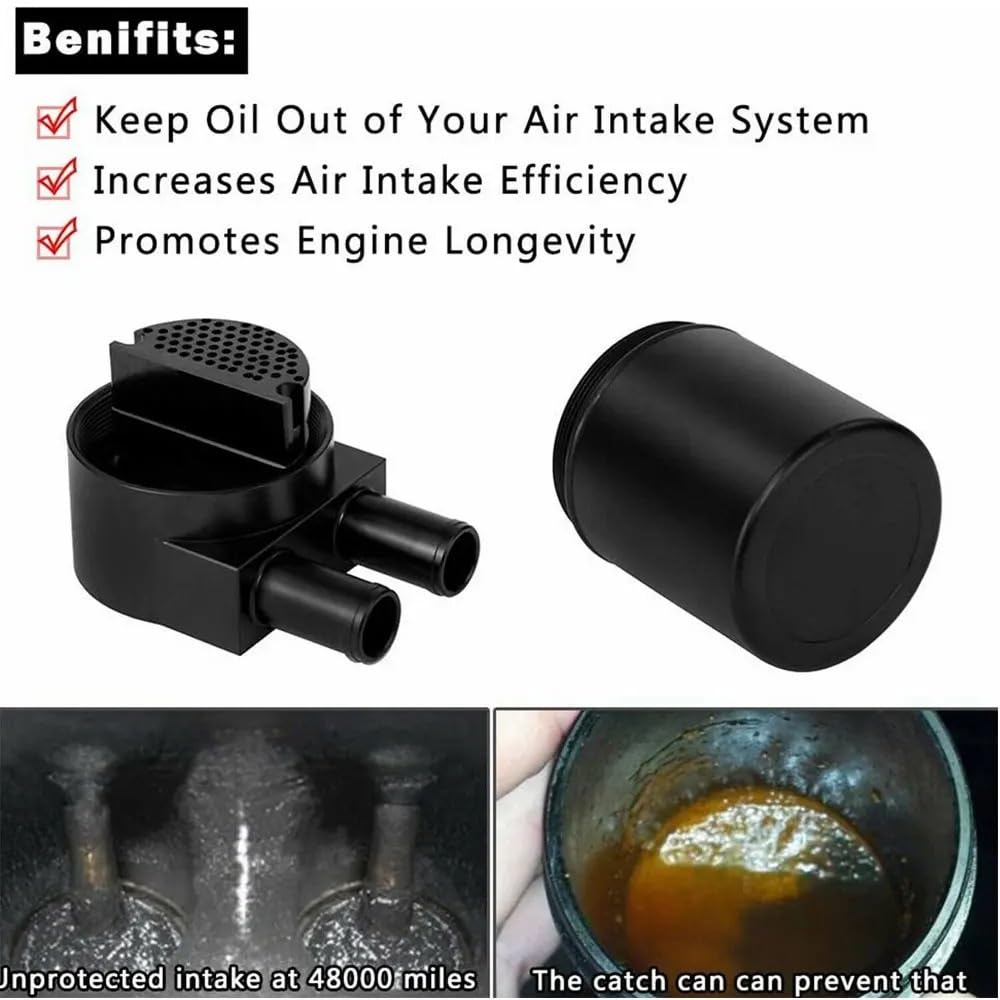 Kit de tanque de depósito de lata de captura de aceite con manguera de radiador de silicona, Compatible con Bmw N20/N26 (negro) depósito de dirección asistida