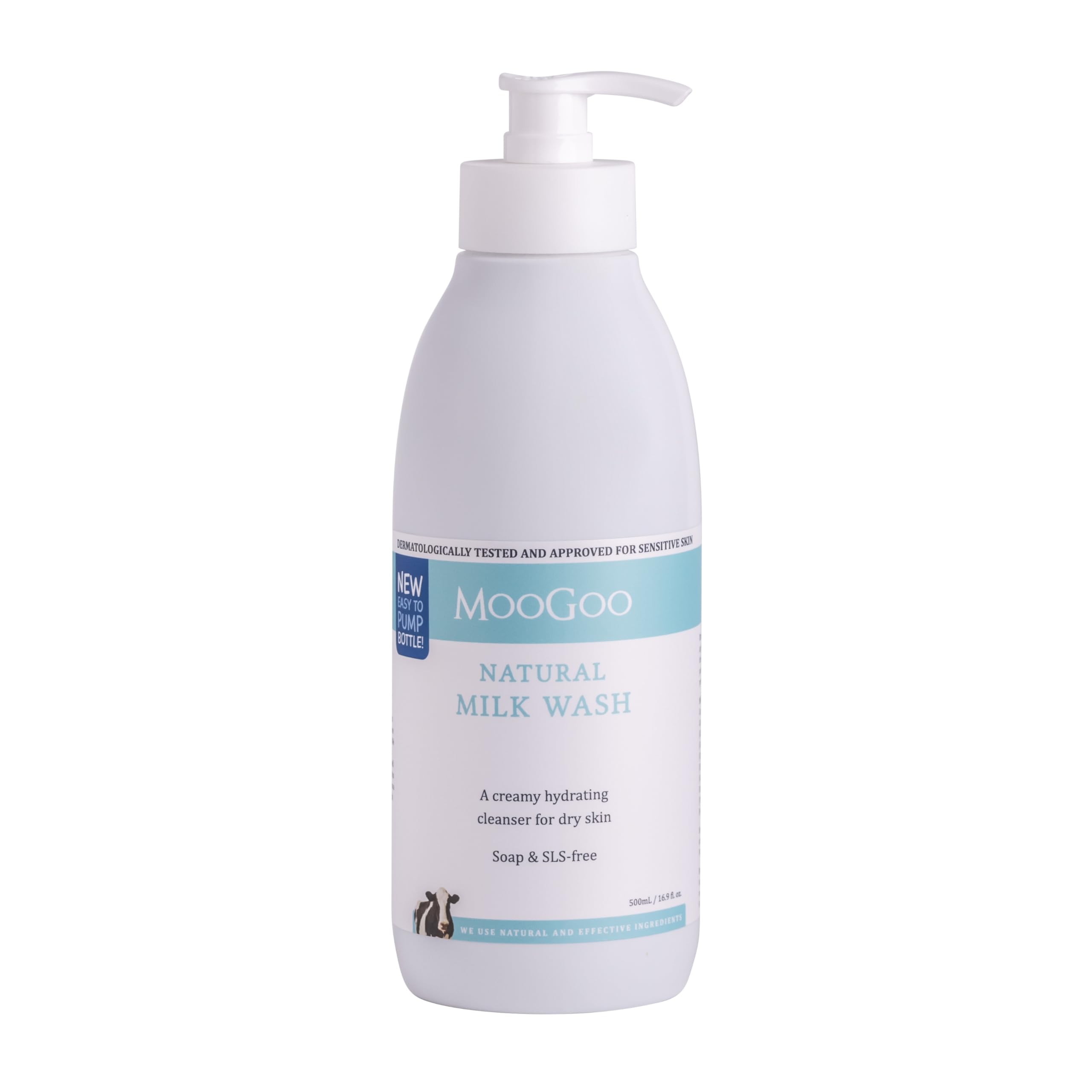 MooGoo Milk Wash - Natural Creamy Body Wash & Cleanser, Soap-free, SLS-Free. For Dry, Sensitive Skin, 500ml / 16.9 fl. oz.