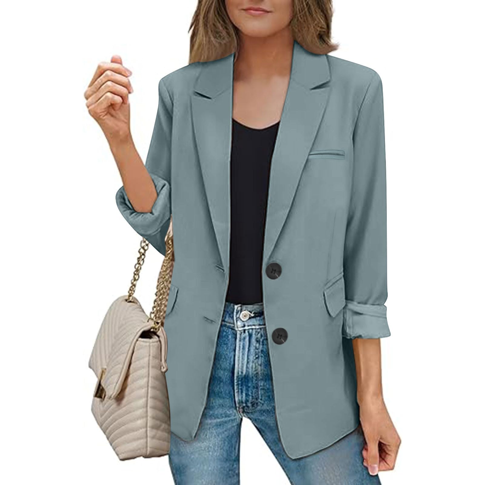 Blazers for Women Spring Fall Business Casual Blazers Long Sleeve Notch Lapel Work Office Blazer Jackets Outerwear