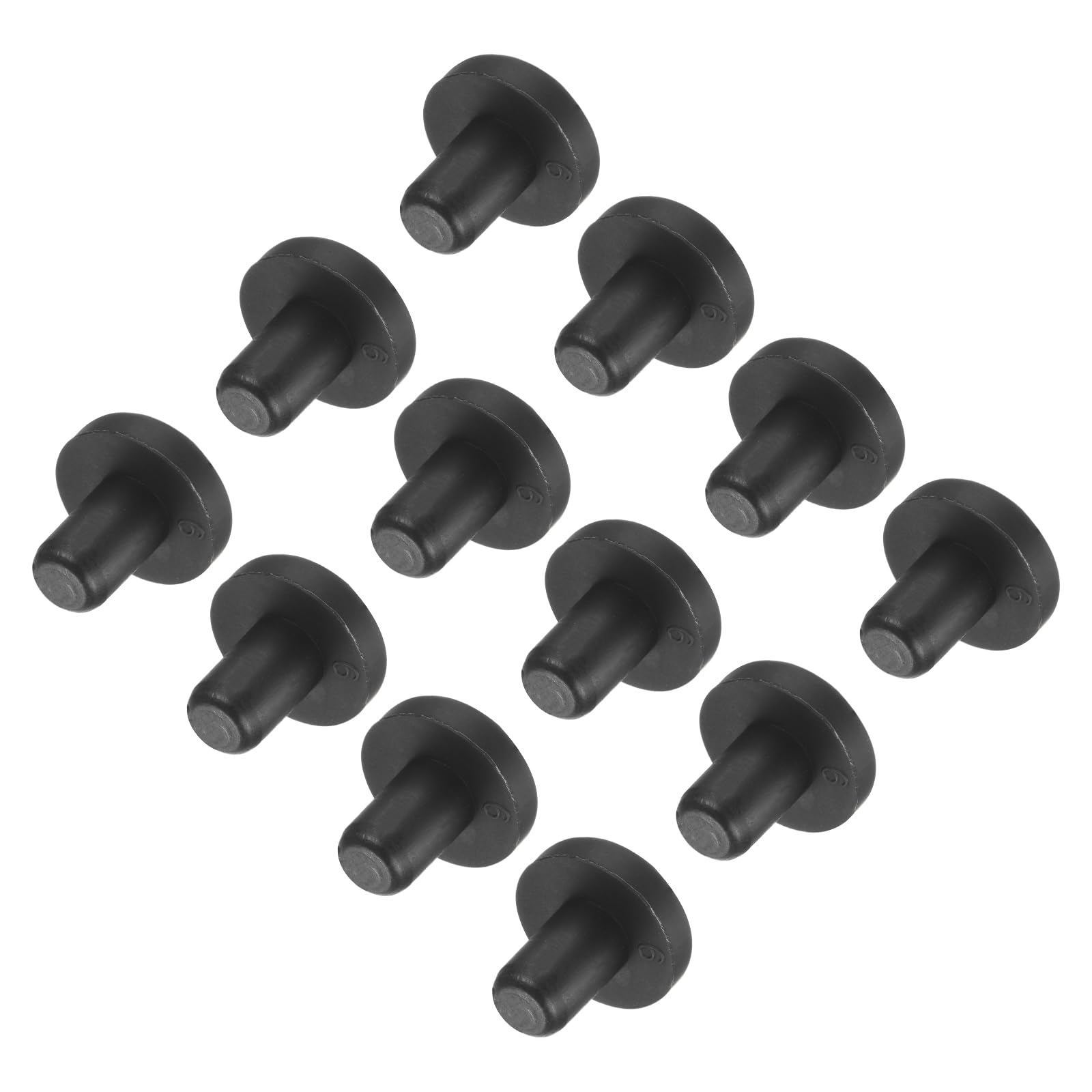 uxcell High Temp Silicone Plug Mount Dia 6mm/0.24 inch t Shaped Rubber Stopper Hole Plugs for Powder Coating Plating Waterproof Plugs Sealing Plugs Black Pack of 12(OD 13mm)
