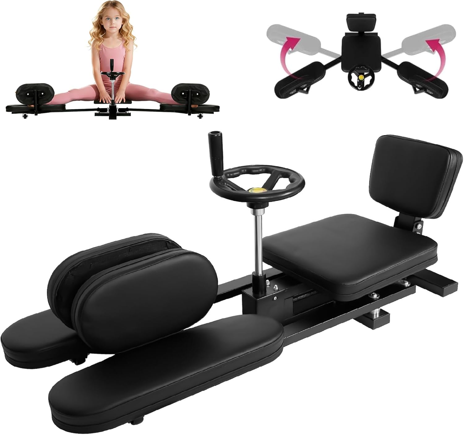 Split Machine for Flexibility & Hip Stretching, 550 LBS Heavy Duty Steel Frame Home Gym Equipment, Leg Split Stretcher Machine for Yoga, Dance, Martial Arts, 38.6" D x 15" W x 16.5" H (Black)