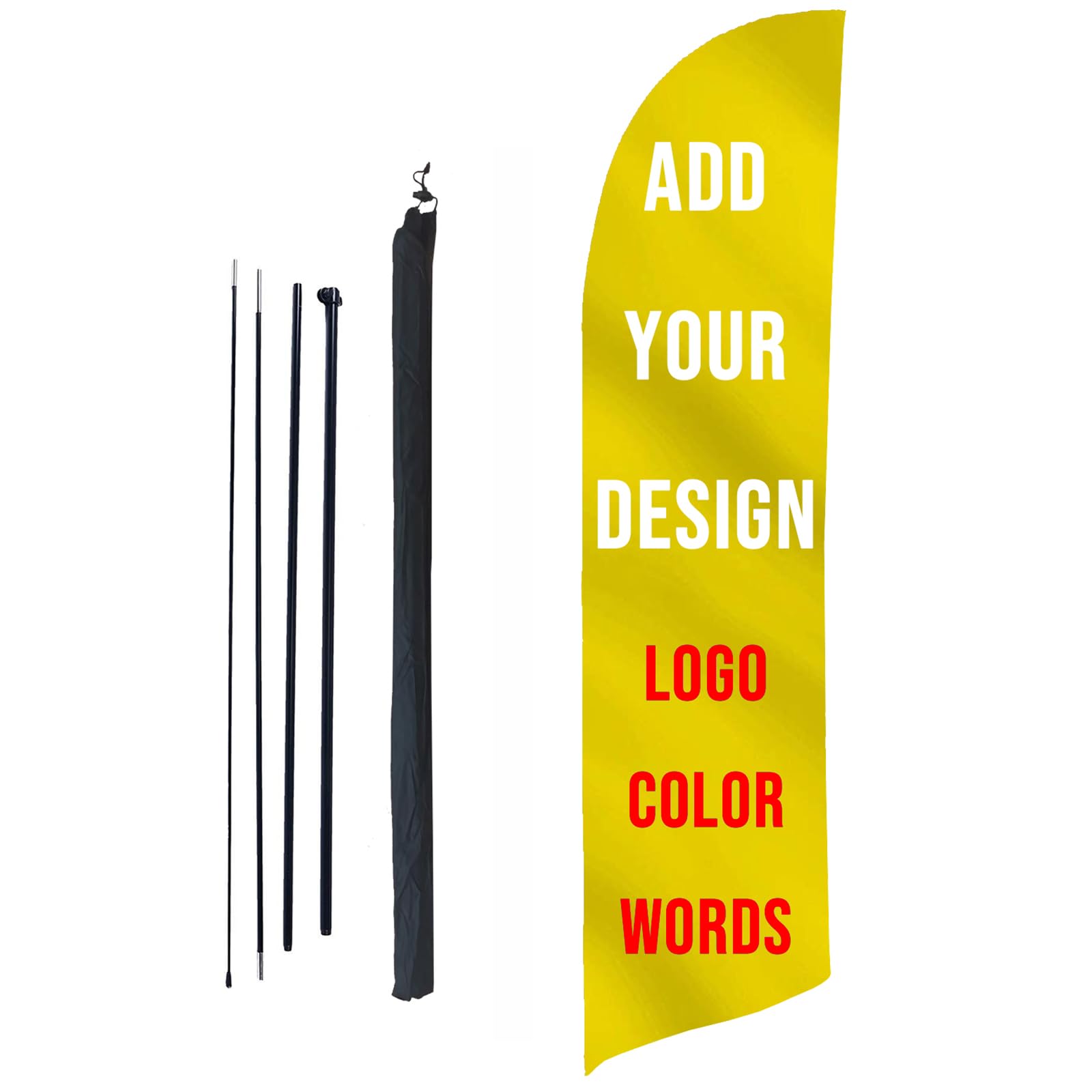 Bagetu Personalized Feather Flag Pole Kit Custom Teardrop Banner Store Business Sign (flag+pole, Feather 60x250cm)