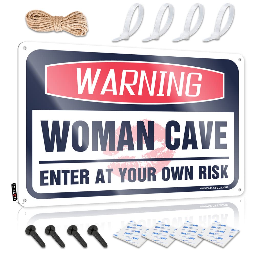 Metal Signs For Home Decor Warning Woman Cave Enter At Your Own Risk Sign Tin Sign Metal Little Man Cave Sign(30X40CM)