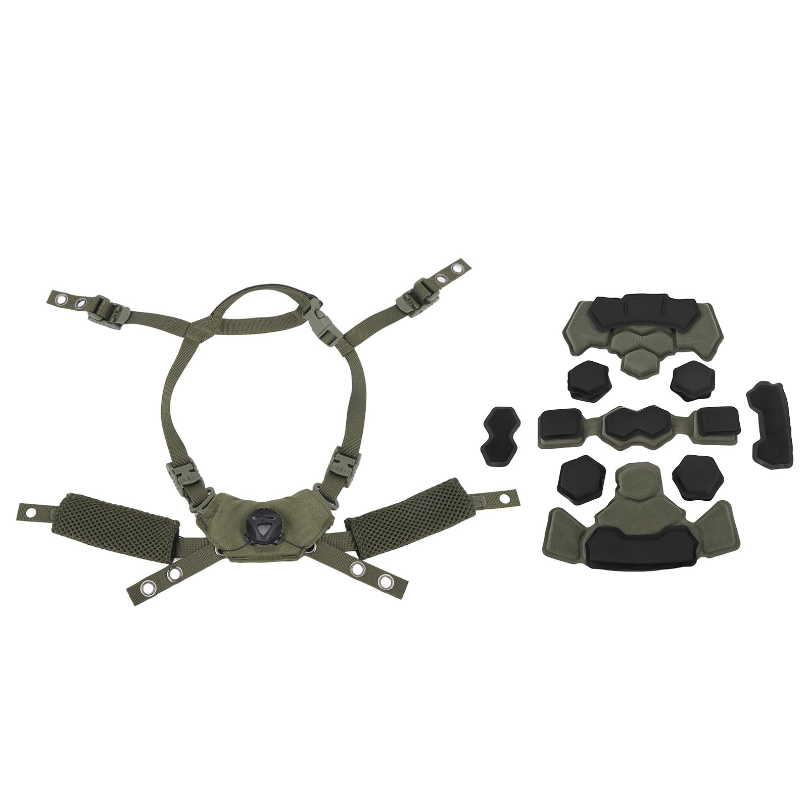 Yosoo Adjustable Helmet Dial Suspension System with Spon Teap Kit, Helmet Liner with Internal Sponge Pad for Wendy Helmet ACH MICH (Black (Yosook350b9o6y8-11)