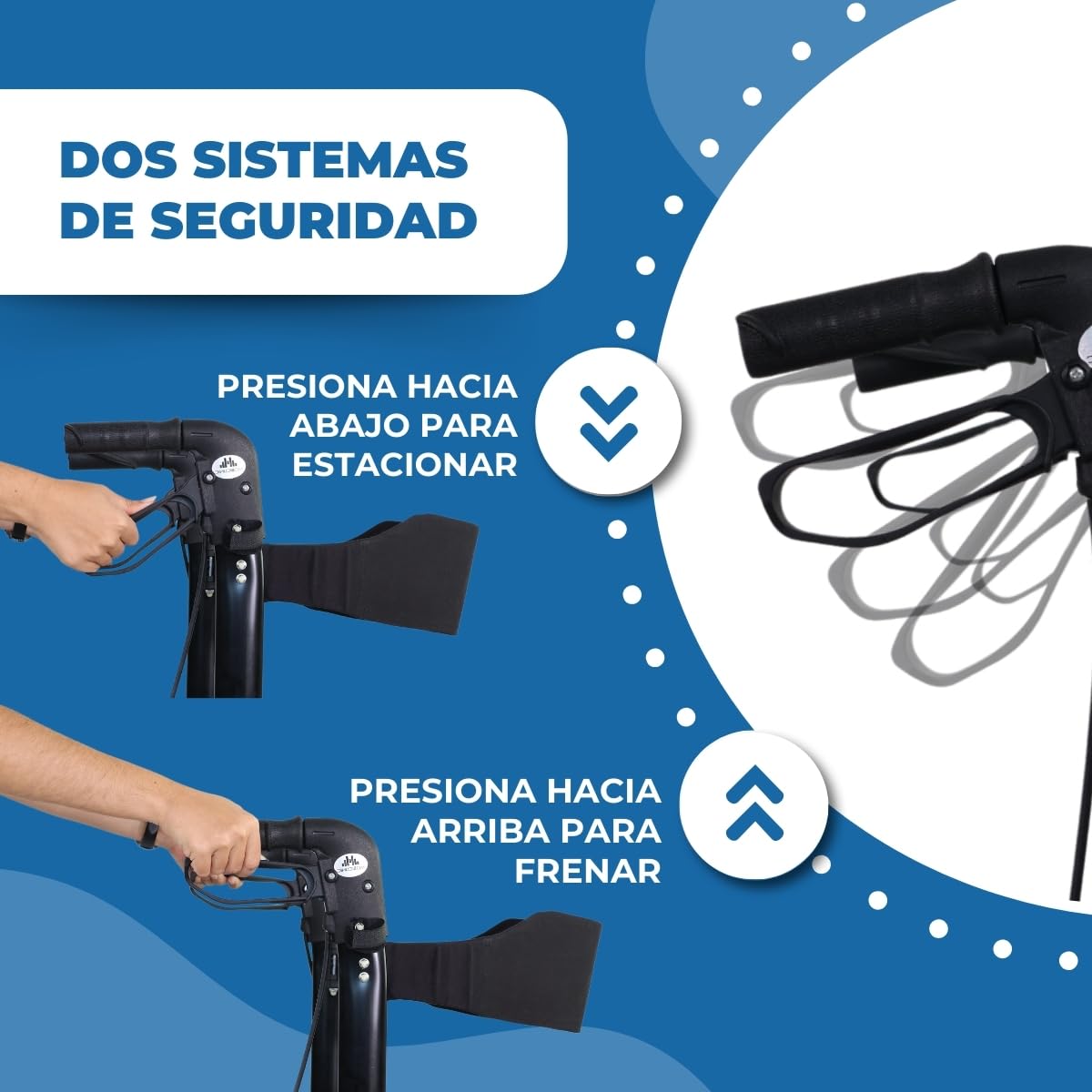 Mobiclinic, Modelo picasso, Andador para mayores, Minusválidos, Adultos o ancianos, Rollator, Caminador, Aluminio, Ligero, Plegable, Con asiento y 4 ruedas, Azul