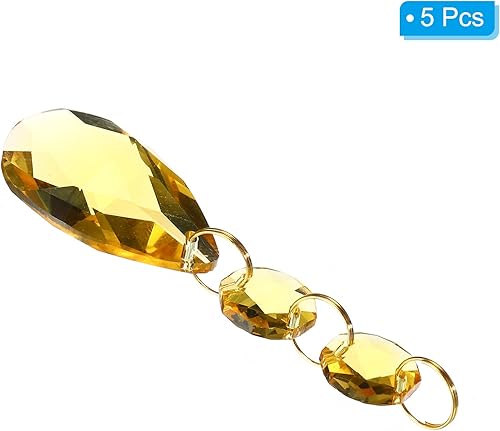 Miniatura 3 de PATIKIL Lágrima de cristal transparente, paquete de 5 prismas de araña de 1.496 pulgadas, cuentas colgantes con cuentas octogonales de 0.55 pulgadas