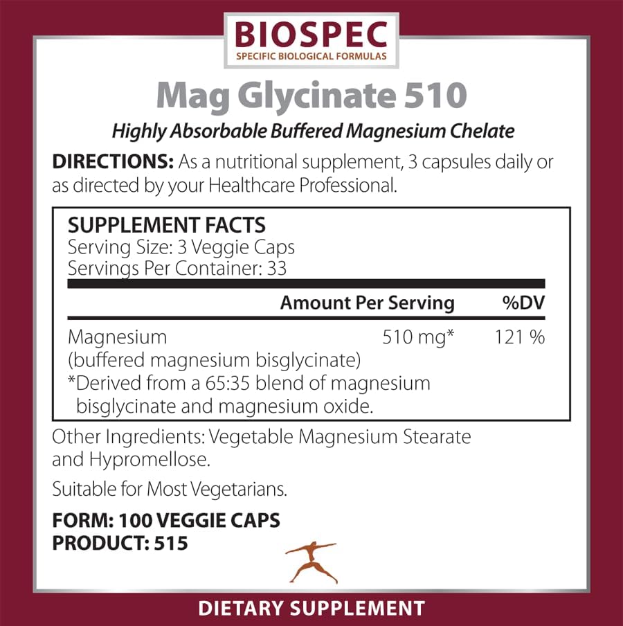 Miniatura 2 de Mag Glycinate 510 - Glicinato de magnesio - Suplemento nutricional para el estrés, la salud cardíaca, los nervios, los músculos, la energía y el