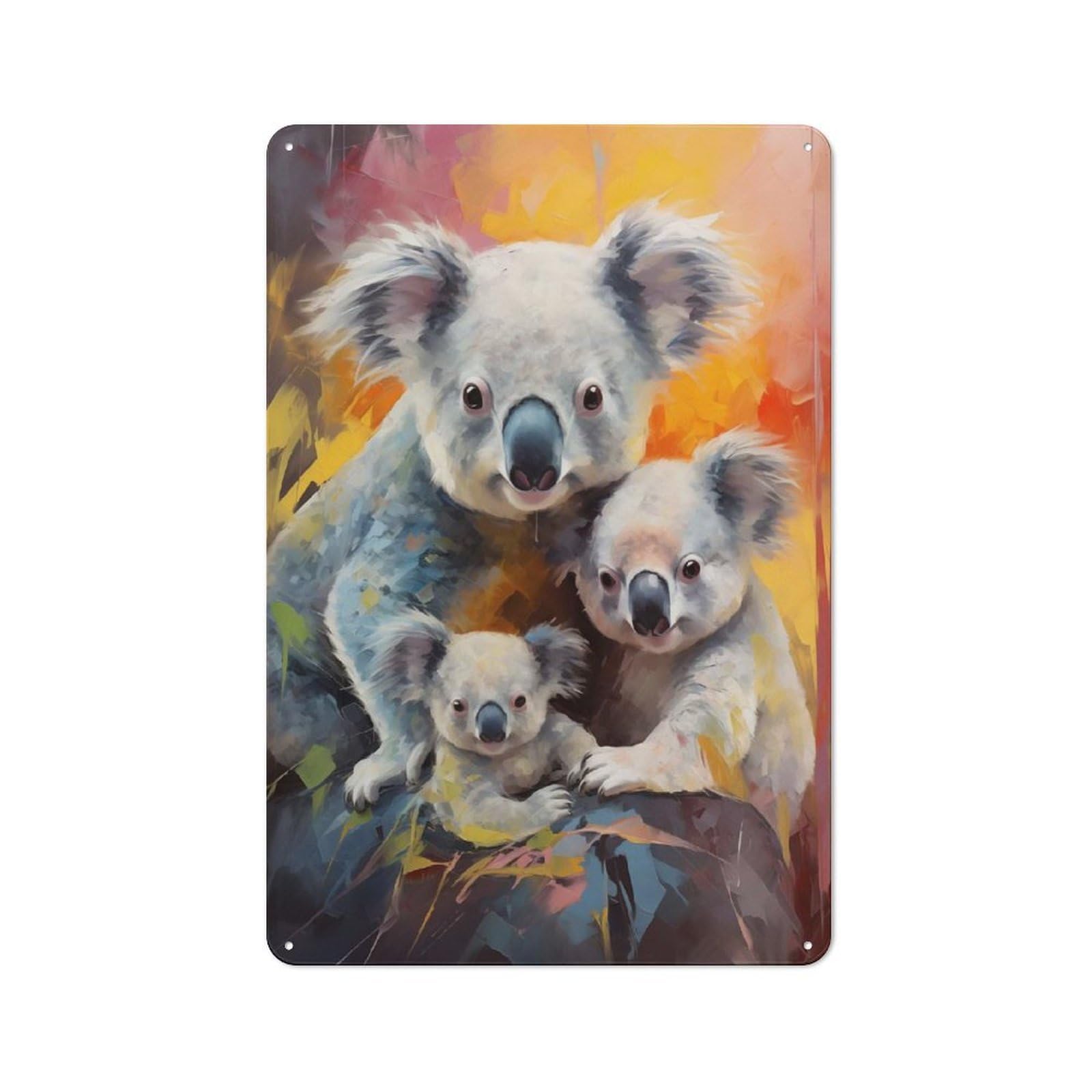 Junmoney Koala Christmas Family Retro Metal Wall Sign 30X20cm Featuring For Hallway Wall, For Garage, Workshop And Man Cave Decoration