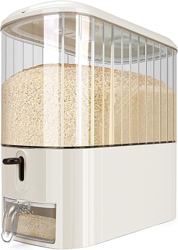 Dispensador de arroz transparente, dispensador de cereales con tapa, escala de tiempo, cubo dispensador de alimentos hermético para arroz, maíz,