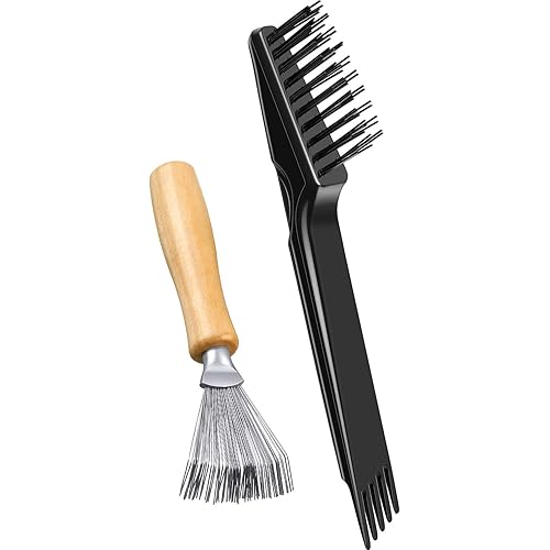 Boao 2 Pieces Hair Brush Cleaning Tool Comb Cleaner Brush Mini Comb Cleaning Hair Remover Tool for Removing Dust Home and Salon Use(Black, Wood Color)