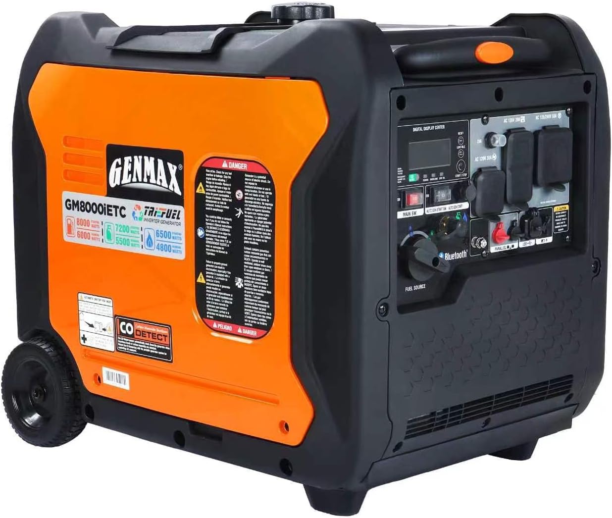 GENMAX 8000W Tri-Fuel Inverter Generator with Auto-Start, Bluetooth Control & CO Sensor