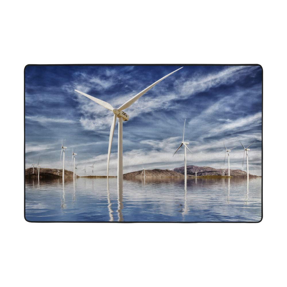Tapis de sol éolienne et eau Ruchen en velours corail grand format 152x99 cm